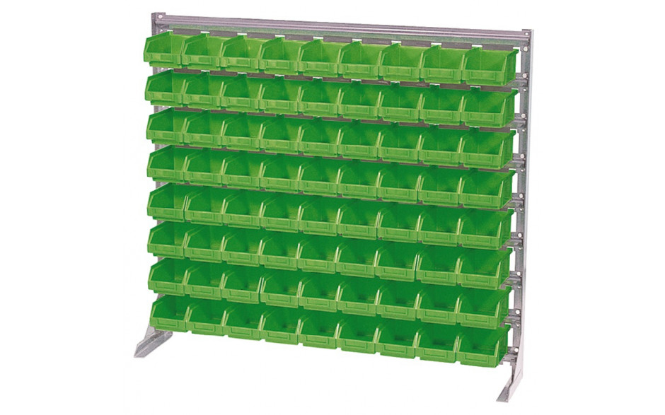 Kleinteilregal Modell mit 90 Kunststoff-Lagerkästen grün Größe 4