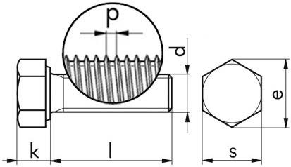 Sechskantschraube ISO 8676 - 10.9 - blank - M8 X 1 X 30
