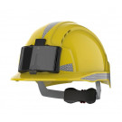 Cască de protecţie JSP EVOlite® galben cu buzunar pentru legitimaţie, suport lanternă, benzi reflectorizante